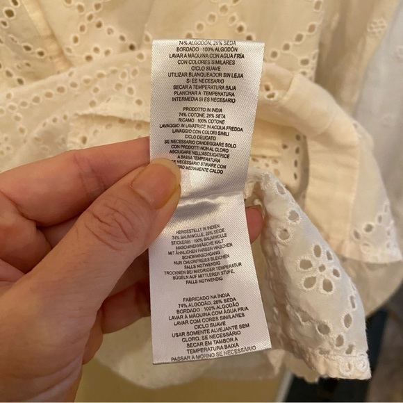 JOIE Women Ivory Eyelet Buttoned Long Sleeve Top Size Large - Picture 9 of 9